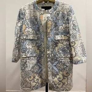 NWOT Zara 3/4 sleeve jacquard blazer size large